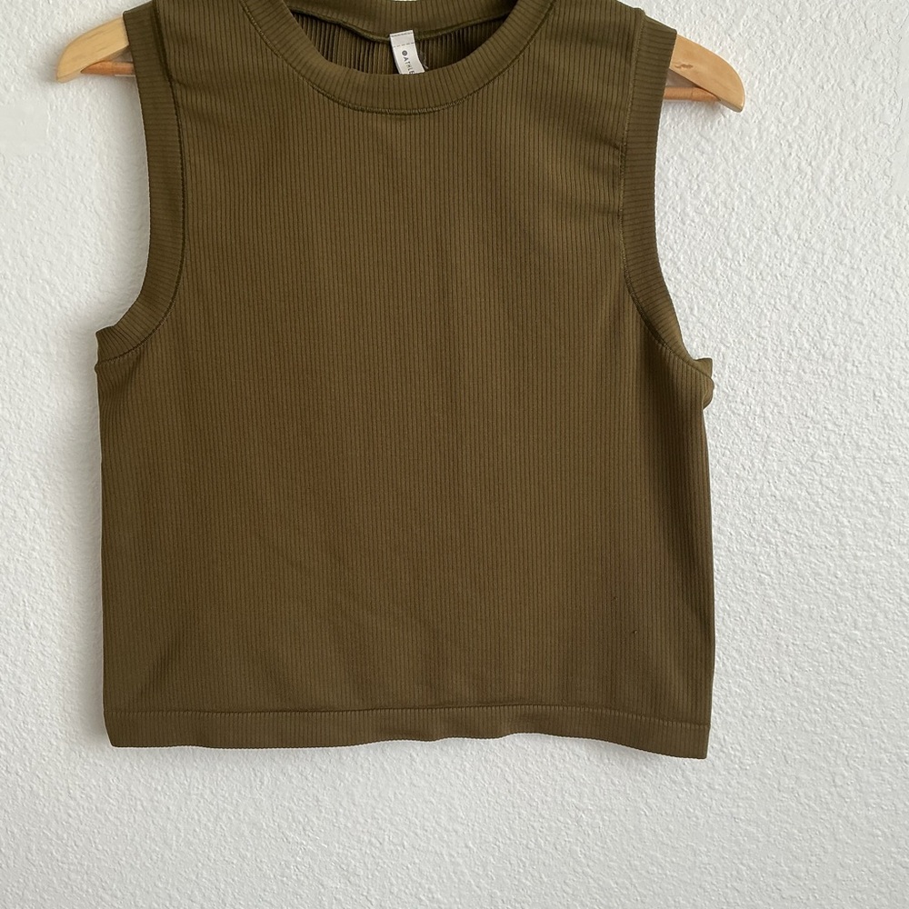 Athleta Olive Ribbed Tank Top